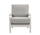 Saraid Gray Linen & Light Oak Finish Accent Chair