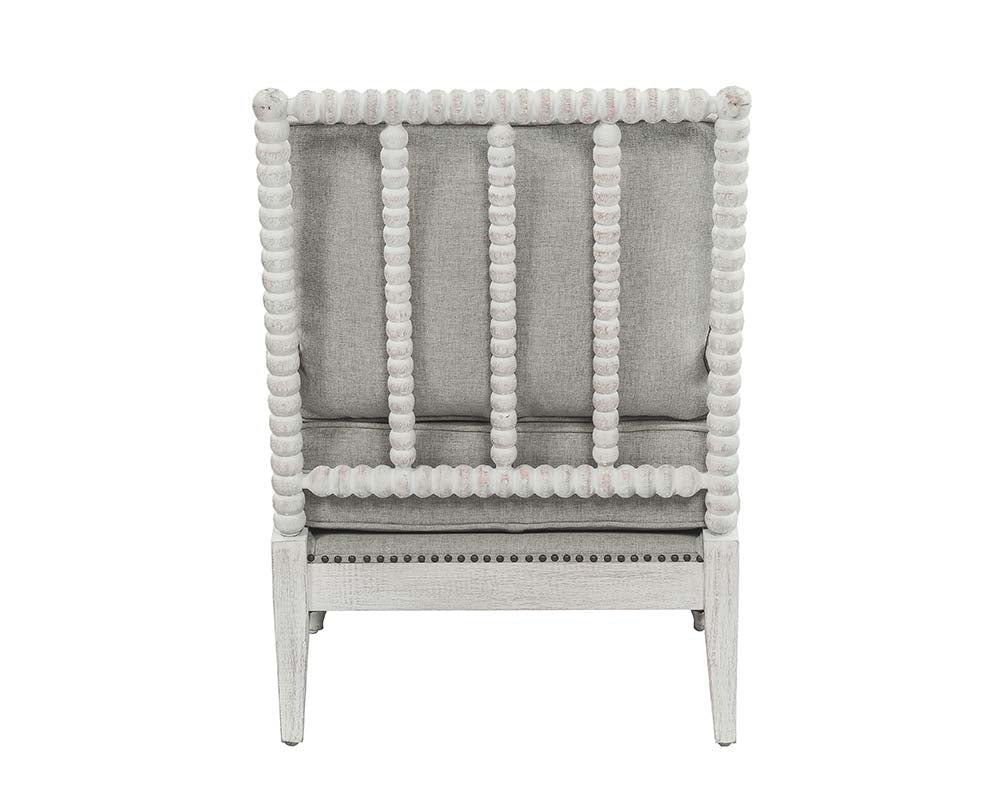 Saraid Gray Linen & Light Oak Finish Accent Chair