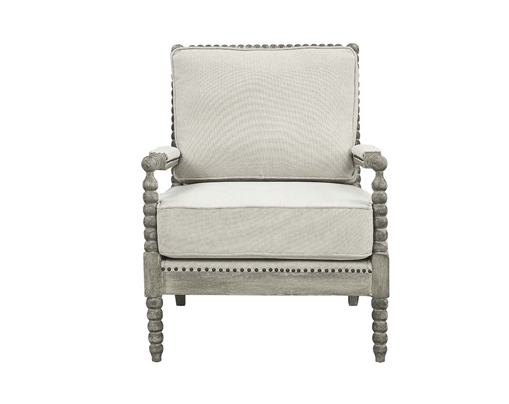 Saraid Beige Linen & Gray Oak Finish Accent Chair