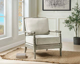 Saraid Beige Linen & Gray Oak Finish Accent Chair