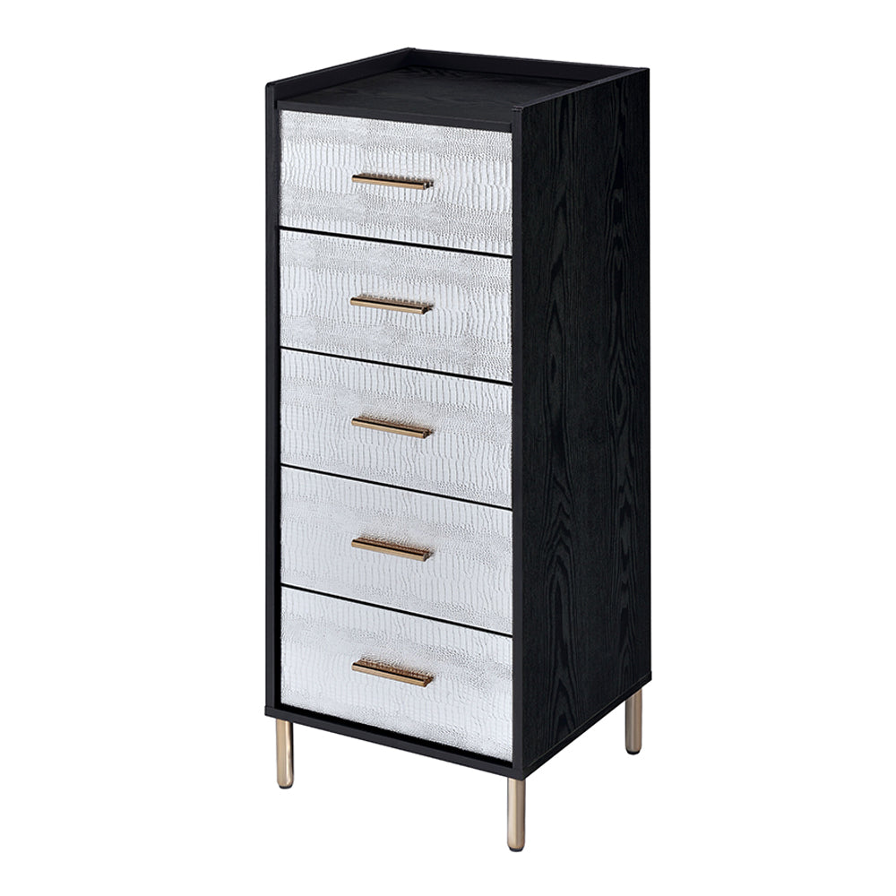 Myles Black, Silver & Gold Finish Jewelry Armoire