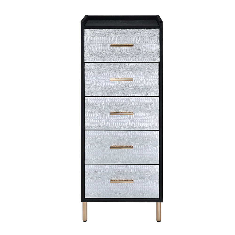 Myles Black, Silver & Gold Finish Jewelry Armoire