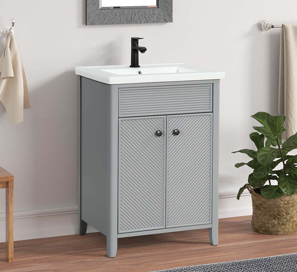 Eirlys Gray Finish Sink Cabinet