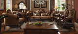 Acme Versailles 2-Piece Living Room Set in Golden Brown Velvet and Cherry Oak