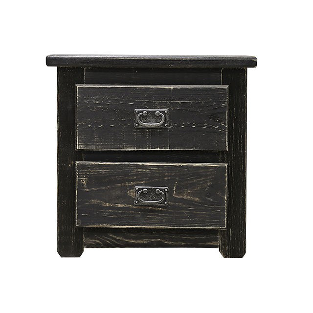 Ampelios Wire-Brushed Black Night Stand