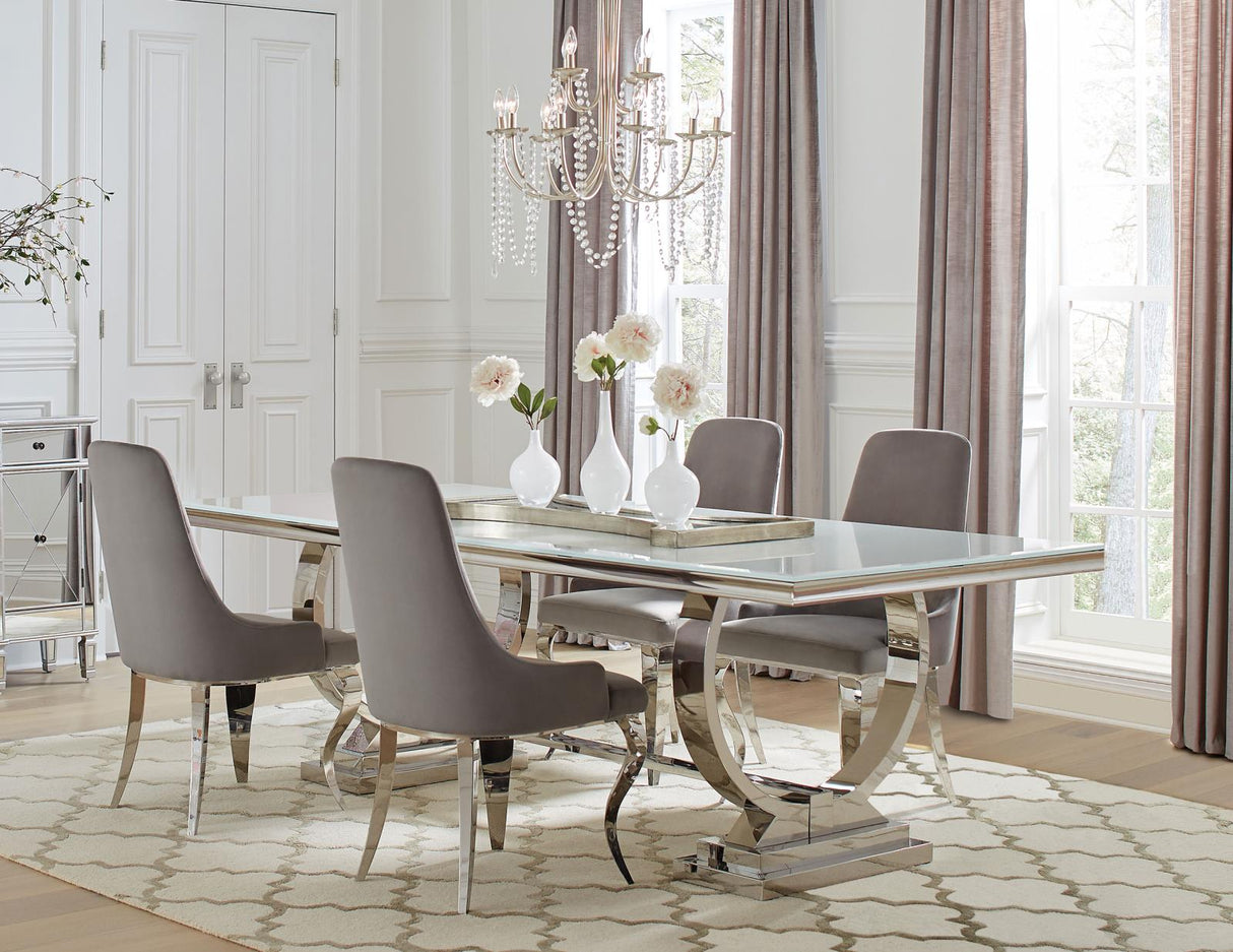 Antoine Clear Chrome Dining Room Set