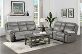 Aram Gray Glider Reclining Living Room Set With Center Drop Down Cup Holders