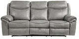 Aram Gray Glider Reclining Living Room Set With Center Drop Down Cup Holders