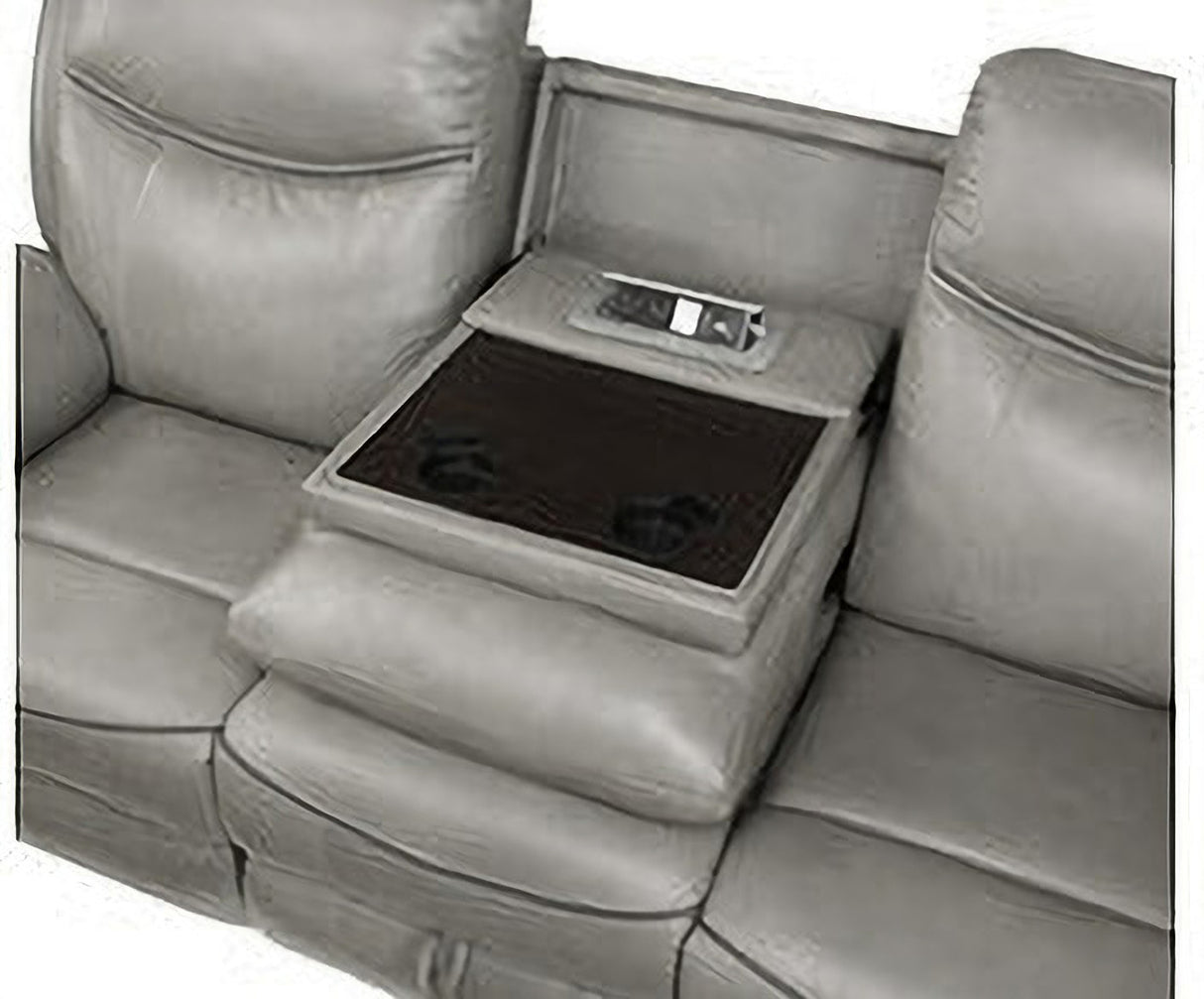 Aram Gray Glider Reclining Living Room Set With Center Drop Down Cup Holders