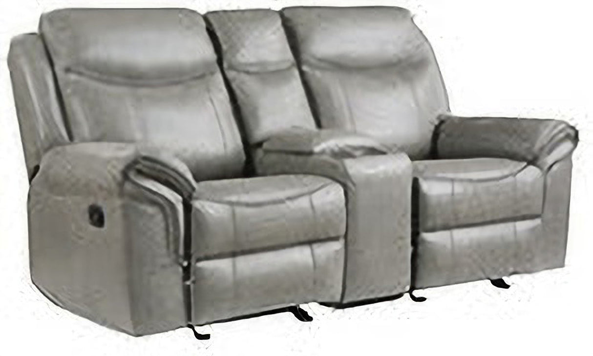 Aram Gray Glider Reclining Living Room Set With Center Drop Down Cup Holders