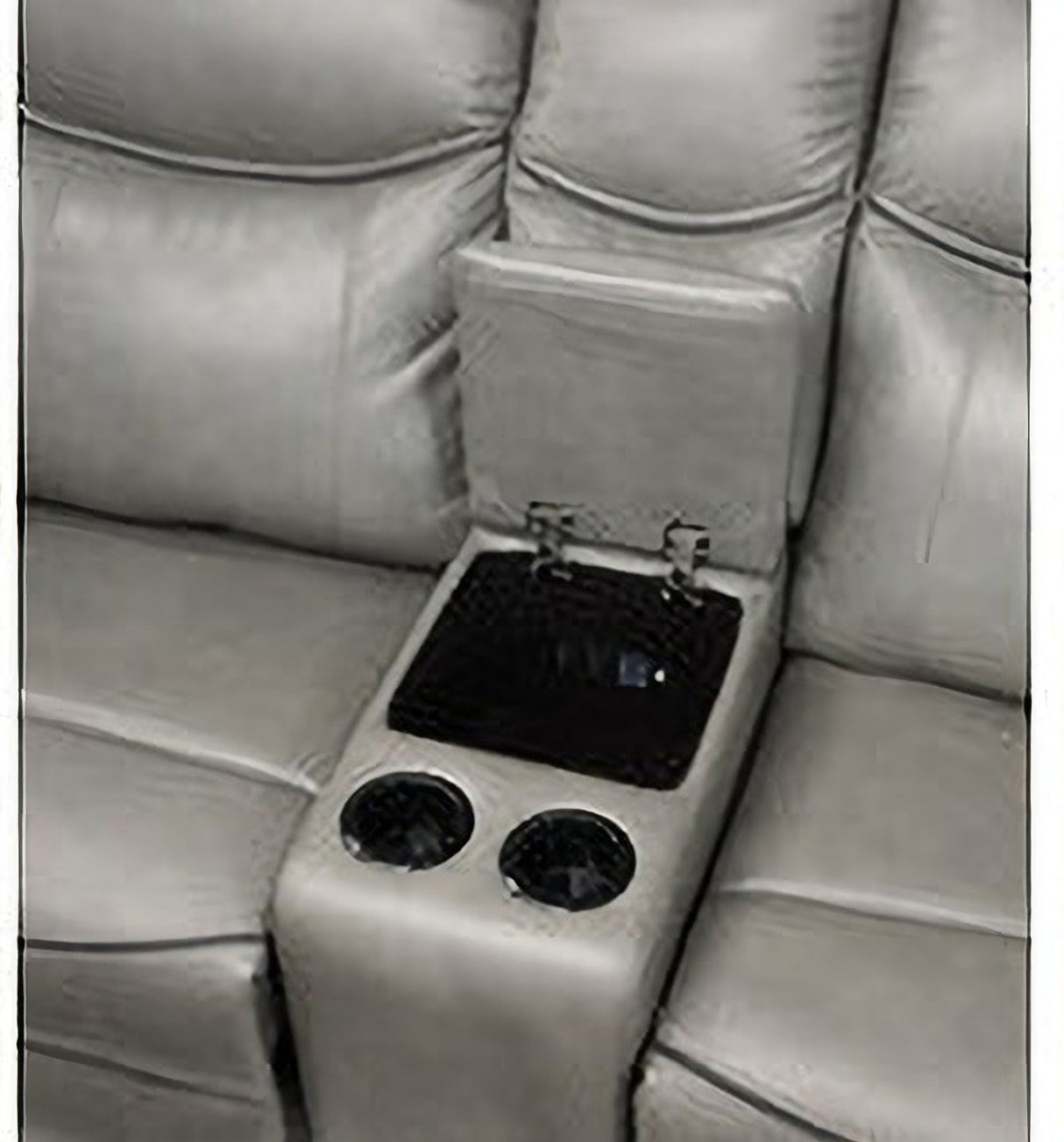 Aram Gray Glider Reclining Living Room Set With Center Drop Down Cup Holders