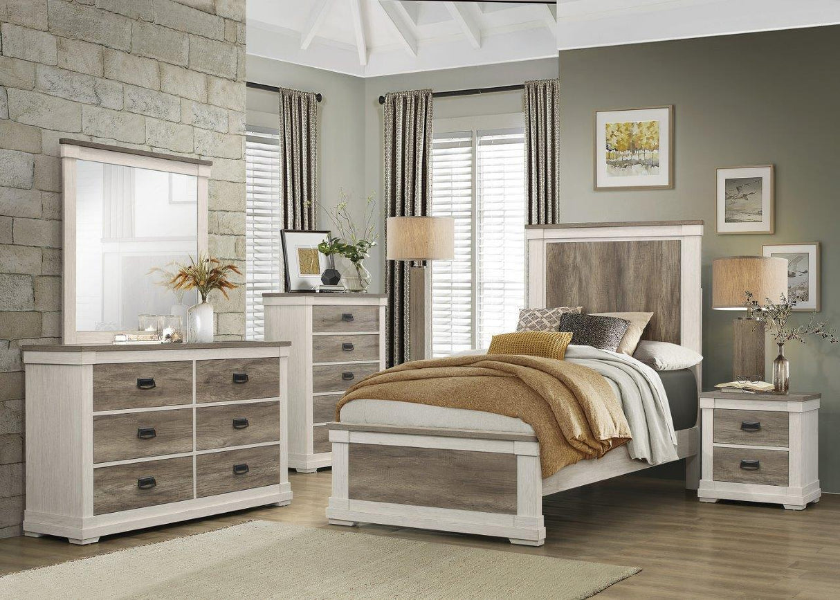 Arcadia White And Weathered Gray Youth Panel Bedroom Set