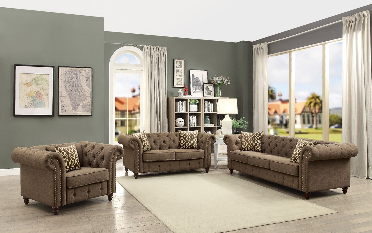 Aurelia Brown Linen Living Room Set