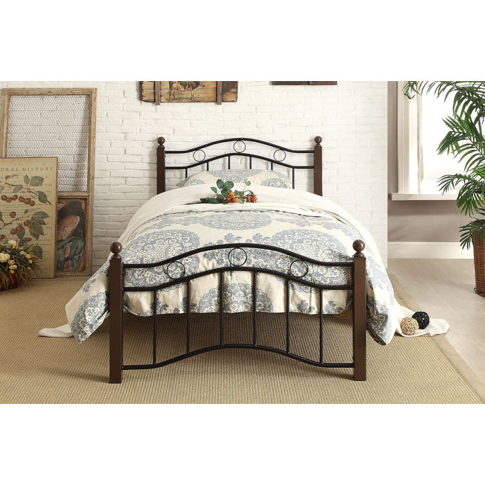 Averny Black/Brown Twin Metal Platfom Bed