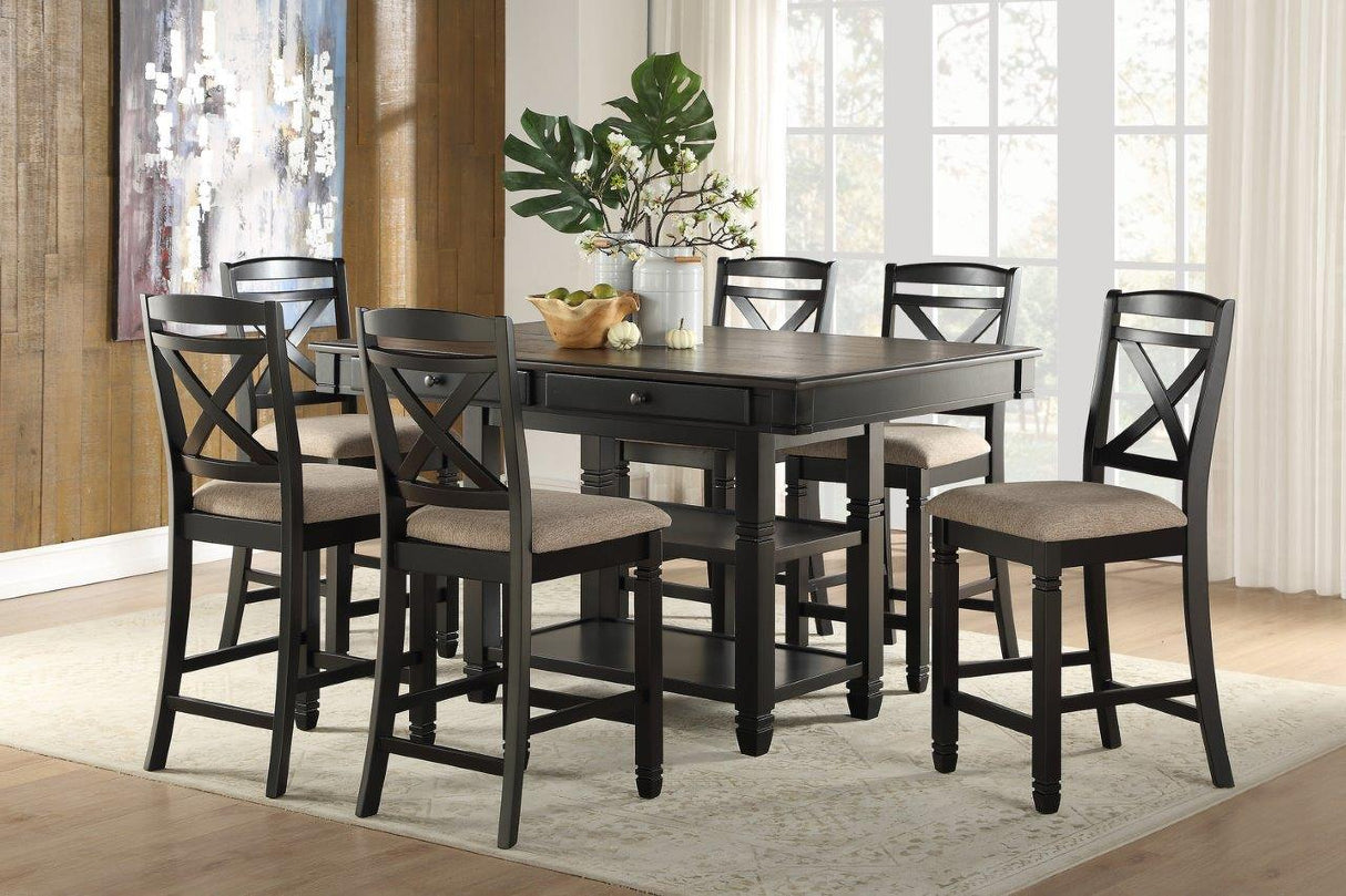 Baywater Natural And Black Counter Height Dining Room Set