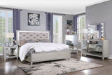 Sliverfluff Synthetic Leather & Champagne Finish Eastern King Bed