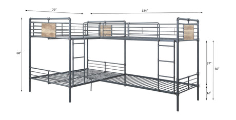 Cordelia Sandy Black, Dark Bronze Hand-Brushed Finish Twin/Full Bunk Bed