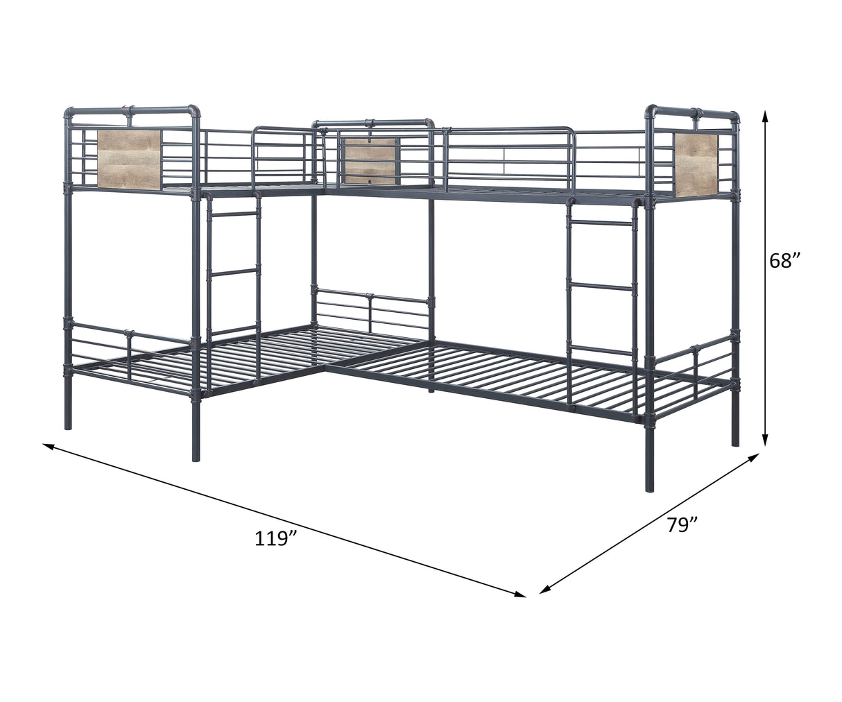 Cordelia Sandy Black, Dark Bronze Hand-Brushed Finish Twin/Twin Bunk Bed