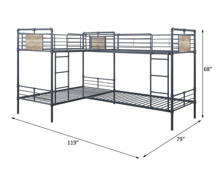 Cordelia Sandy Black, Dark Bronze Hand-Brushed Finish Twin/Twin Bunk Bed