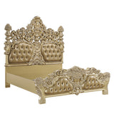 Seville Synthetic Leather & Gold Finish Eastern King Bed