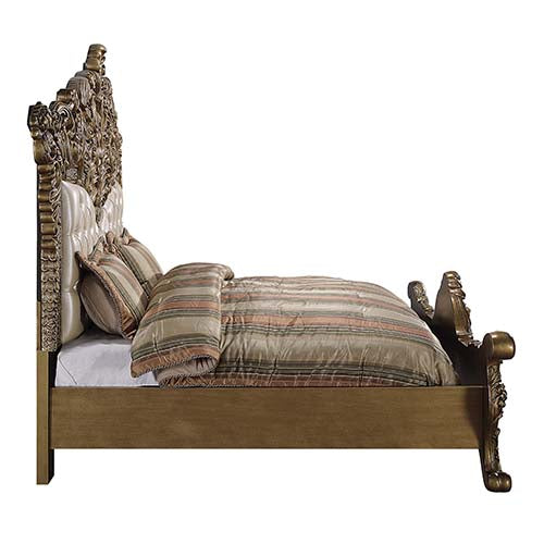 Constantine Synthetic Leather , Light Gold, Brown & Gold Finish Eastern King Bed