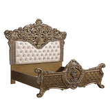 Constantine Synthetic Leather , Light Gold, Brown & Gold Finish Eastern King Bed