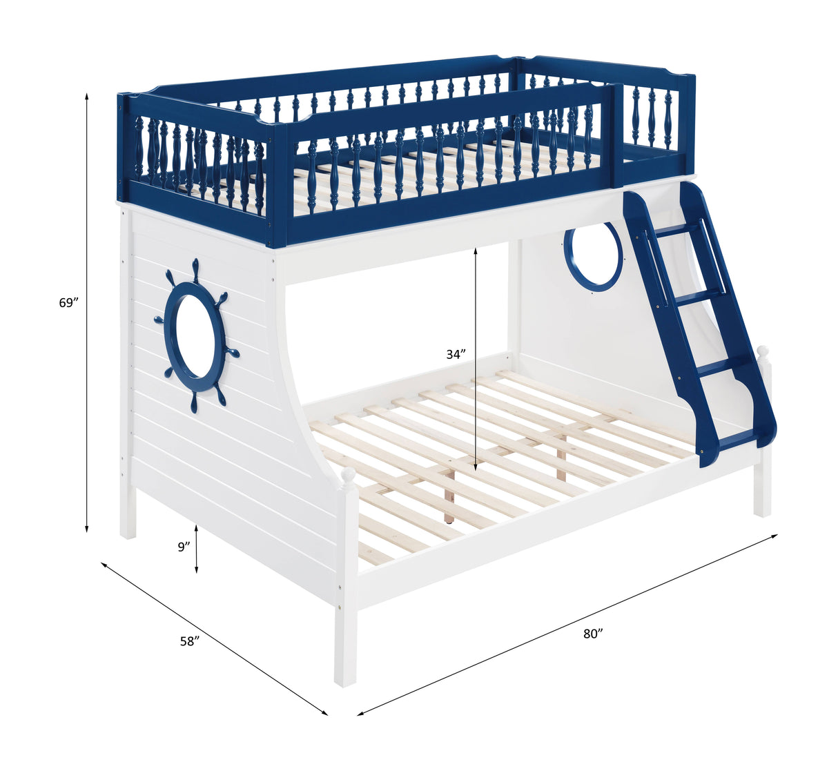 Farah Navy Blue & White Finish Bunk Bed