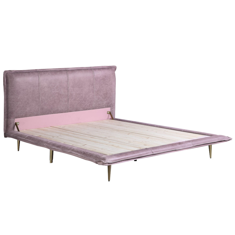 Metis Pink Top Grain Leather Eastern King Bed