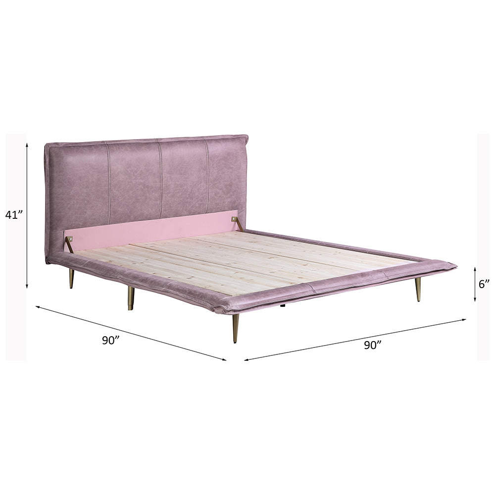 Metis Pink Top Grain Leather Eastern King Bed