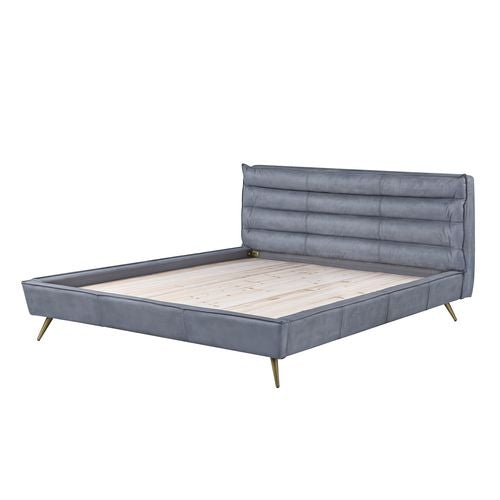 Doris Gray Top Grain Leather Eastern King Bed