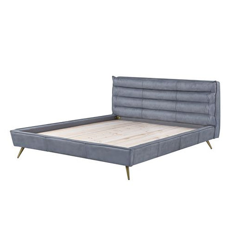 Doris Gray Top Grain Leather Eastern King Bed