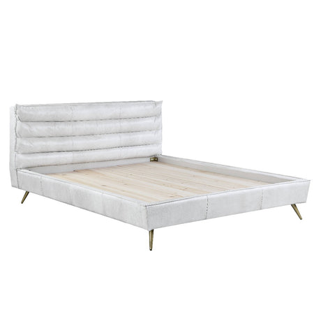 Doris Vintage White Top Grain Leather Eastern King Bed