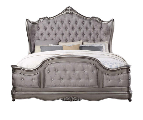 Ausonia Velvet & Antique Platinum Finish California King Bed