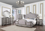 Ausonia Velvet & Antique Platinum Finish Eastern King Bed