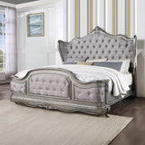 Ausonia Velvet & Antique Platinum Finish Queen Bed