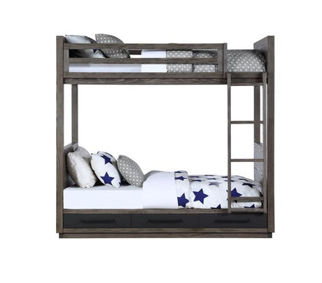 Estevon Gray Oak Finish Bunk Bed