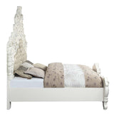 Vanaheim Beige Synthetic Leather & Antique White Finish Eastern King Bed