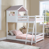 Solenne White & Pink Finish Twin/Twin Bunk Bed