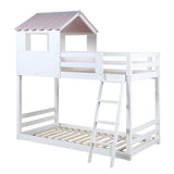 Solenne White & Pink Finish Twin/Twin Bunk Bed