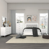 Casilda Gray Synthetic Leather & White Finish Eastern King Bed