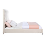 Faiz Beige Velvet Eastern King Bed