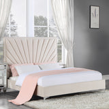 Faiz Beige Velvet Eastern King Bed