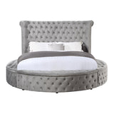 Gaiva Gray Velvet Eastern King Bed