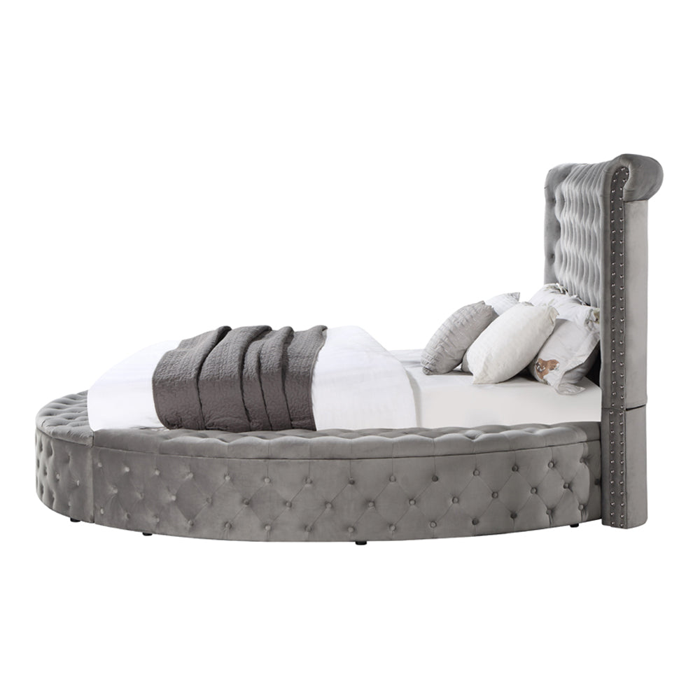 Gaiva Gray Velvet Eastern King Bed