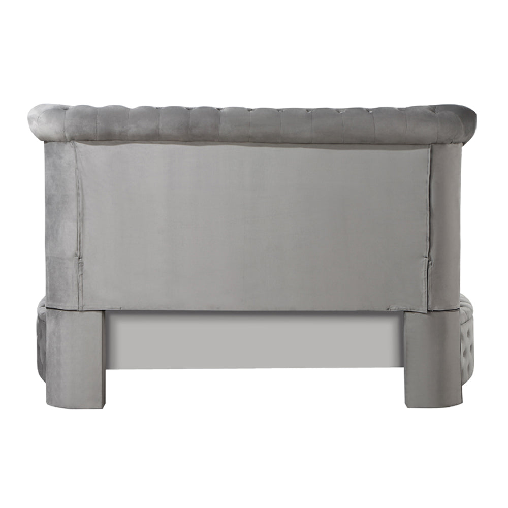 Gaiva Gray Velvet Eastern King Bed