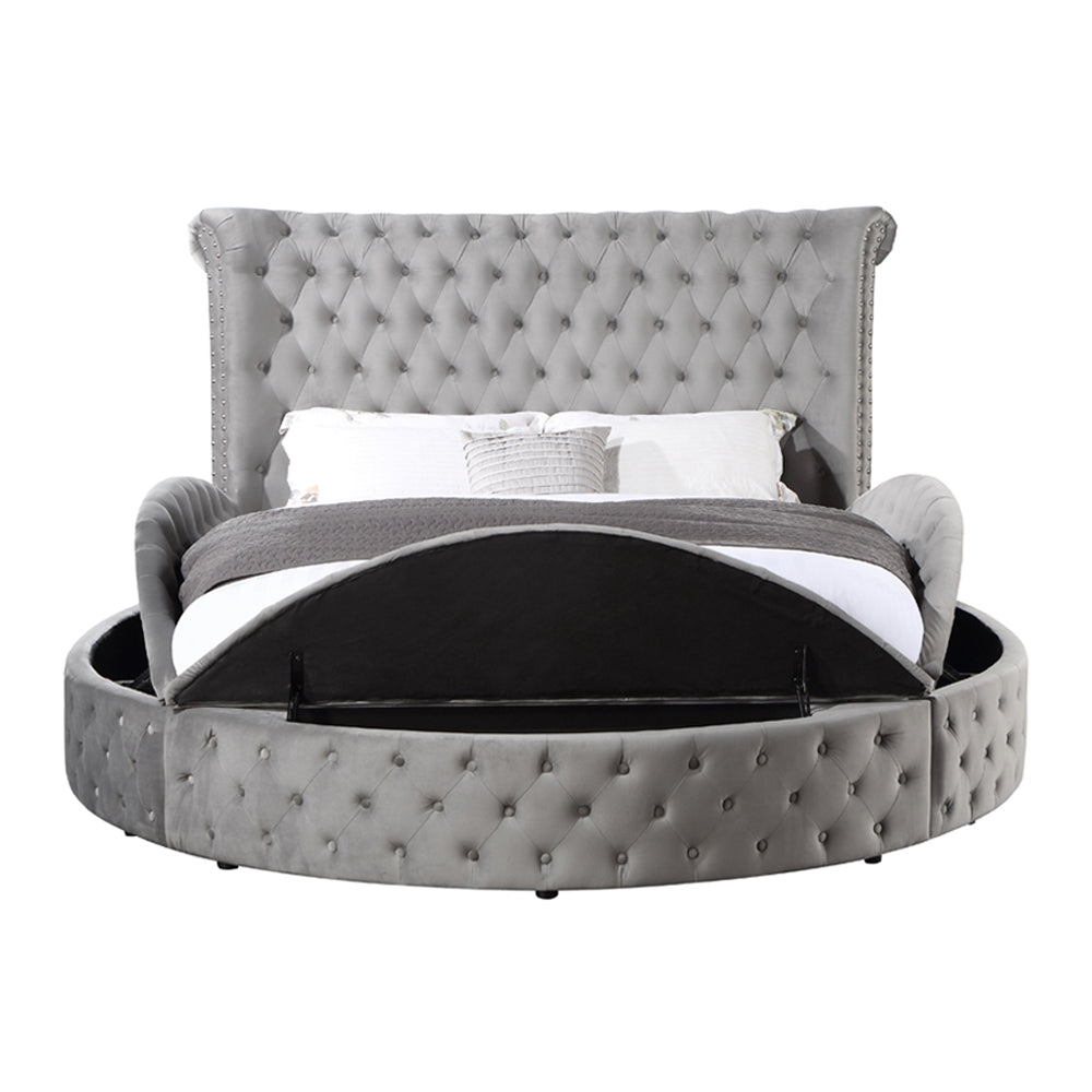 Gaiva Gray Velvet Eastern King Bed