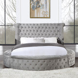 Gaiva Gray Velvet Eastern King Bed