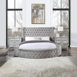 Gaiva Gray Velvet Eastern King Bed