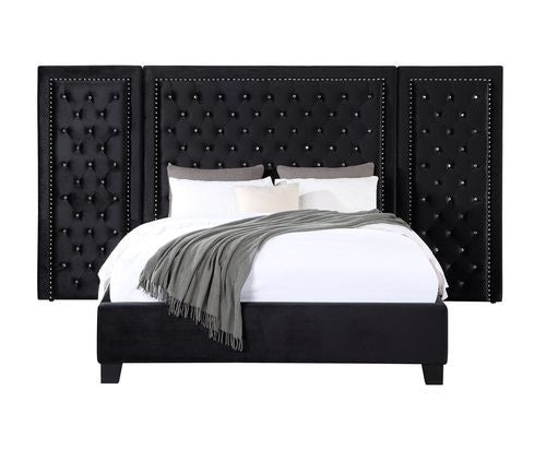 Damazy Black Velvet Eastern King Bed