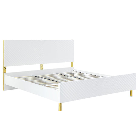 Gaines White High Gloss Finish Eastern King Bed